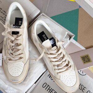 Golden Goose Women's White and Beige Star Dirty Shoes